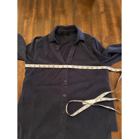 Maven West Women's Dark Blue Tencel Blend Soft Casual Button Down Blouse XS - Picture 7 of 9
